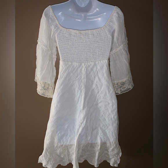 Marilu Moda Positano made in Italy white dresses top size small S lace linen - Picture 4 of 5